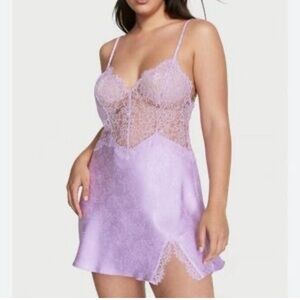 victoria’s Secret lilac lace satin slip dress
